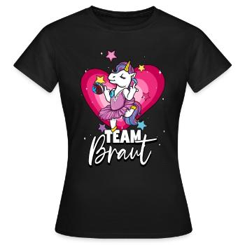 Team Braut Einhorn Junggesellinnenabschied - Frauen T-Shirt - Schwarz - Vorne - AI Model Female 172 dark (172cm)