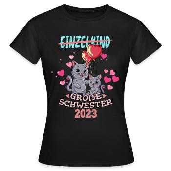 Einzelkind Große Schwester 2023 - Frauen T-Shirt - Schwarz - Vorne - AI Model Female 172 dark (172cm)