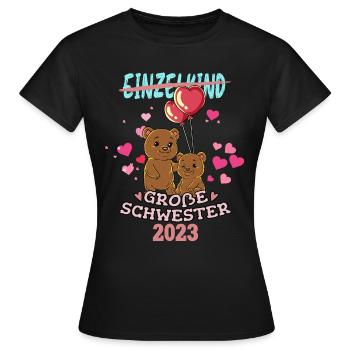Einzelkind Große Schwester 2023 - Frauen T-Shirt - Schwarz - Vorne - AI Model Female 172 dark (172cm)