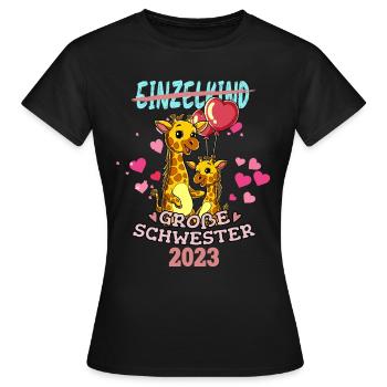 Einzelkind Große Schwester 2023 - Frauen T-Shirt - Schwarz - Vorne - AI Model Female 172 dark (172cm)