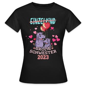 Einzelkind Große Schwester 2023 - Frauen T-Shirt - Schwarz - Vorne - AI Model Female 172 dark (172cm)