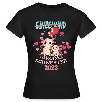Einzelkind Große Schwester 2023 - Frauen T-Shirt - Schwarz - Vorne - AI Model Female 172 dark (172cm)