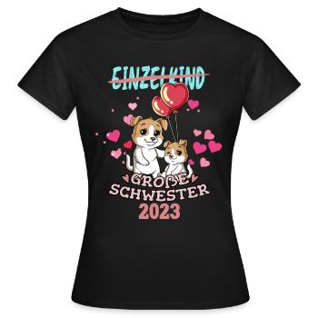 Einzelkind Große Schwester 2023 - Frauen T-Shirt - Schwarz - Vorne - AI Model Female 172 dark (172cm)