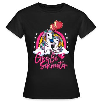 Große Schwester Einhorn - Frauen T-Shirt - Schwarz - Vorne - AI Model Female 172 dark (172cm)