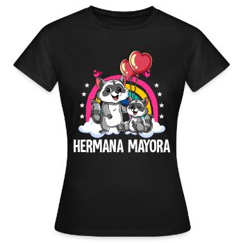 Grande sœur raton laveur - T-shirt Femme - noir - Devant - AI Model Female 172 dark (172cm)