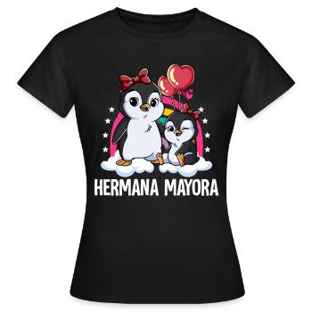Große Schwester Pinguin - Frauen T-Shirt - Schwarz - Vorne - AI Model Female 172 dark (172cm)