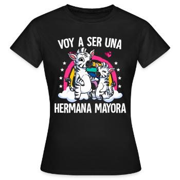 Je vais être une grande sœur zèbre - T-shirt Femme - noir - Devant - AI Model Female 172 dark (172cm)