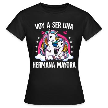 Ich werde eine große Schwester Einhorn sein - Frauen T-Shirt - Schwarz - Vorne - AI Model Female 172 dark (172cm)