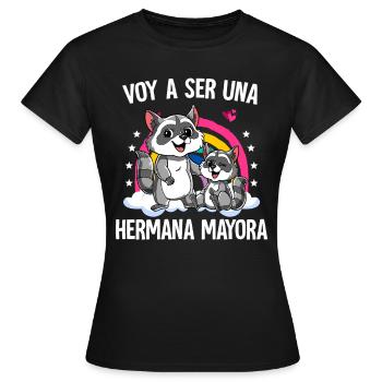 Je vais être une grande sœur raton laveur - T-shirt Femme - noir - Devant - AI Model Female 172 dark (172cm)