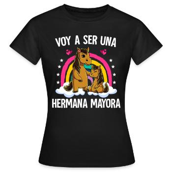 Ich werde Big Sister Horse sein - Frauen T-Shirt - Schwarz - Vorne - AI Model Female 172 dark (172cm)