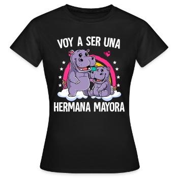 Ich werde große Schwester Nilpferd sein - Frauen T-Shirt - Schwarz - Vorne - AI Model Female 172 dark (172cm)