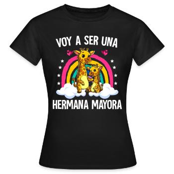 Je vais être une grande sœur girafe - T-shirt Femme - noir - Devant - AI Model Female 172 dark (172cm)