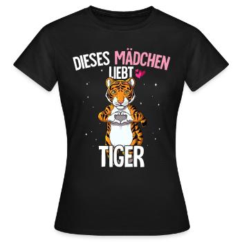 Tiger Mädchen - Frauen T-Shirt - Schwarz - Vorne - AI Model Female 172 dark (172cm)