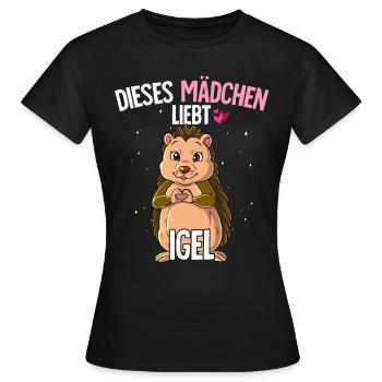Igel Mädchen - Frauen T-Shirt - Schwarz - Vorne - AI Model Female 172 dark (172cm)