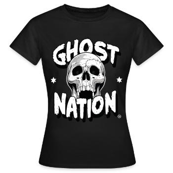 Ghost Nation, Geist, Totenkopf, Skull - Frauen T-Shirt - Schwarz - Vorne - AI Model Female 172 dark (172cm)
