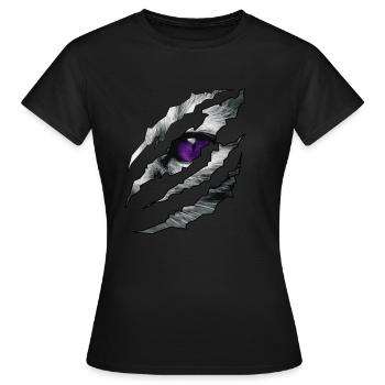 Oeil chat espionné par fissure idée cadeau - T-shirt Femme - noir - Devant - AI Model Female 172 dark (172cm)