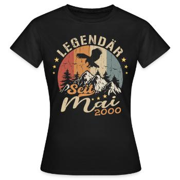 Mai 2000 Né en mai 2000 Jubilé - T-shirt Femme - noir - Devant - AI Model Female 172 dark (172cm)