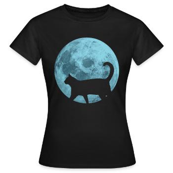 Chat pleine lune - T-shirt Femme - noir - Devant - AI Model Female 172 dark (172cm)