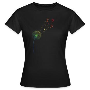 Regenbogen Pusteblume Löwenzahn Noten Musik - Frauen T-Shirt - Schwarz - Vorne - AI Model Female 172 dark (172cm)