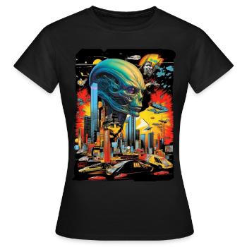Science fiction - Aliens - Zukunft - Women's T-Shirt - black - Front - AI Model Female 172 dark (172cm)