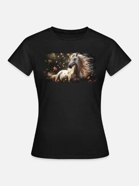 Pferd reiten Reiterin - Frauen T-Shirt - Schwarz