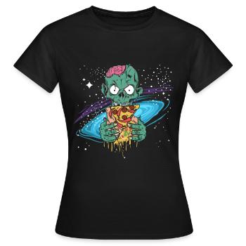 Zombie halloween kosmische ruimte pizza cadeau - Vrouwen T-shirt - zwart - Voor - AI Model Female 172 dark (172cm)