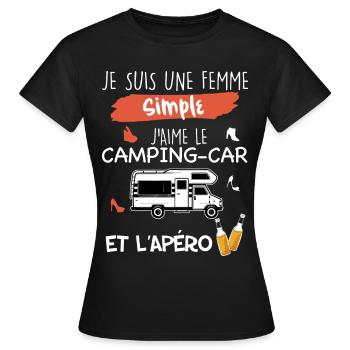 Maman Camping car apéro - T-shirt Femme - noir - Devant - AI Model Female 172 dark (172cm)