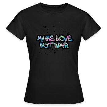 faire l’amour pas la guerre, coloré, typo, guerre, graffiti - T-shirt Femme - noir - Devant - AI Model Female 172 dark (172cm)