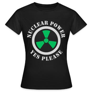 Atomkraft, Ja bitte, Kernenergie - Frauen T-Shirt - Schwarz - Vorne - AI Model Female 172 dark (172cm)