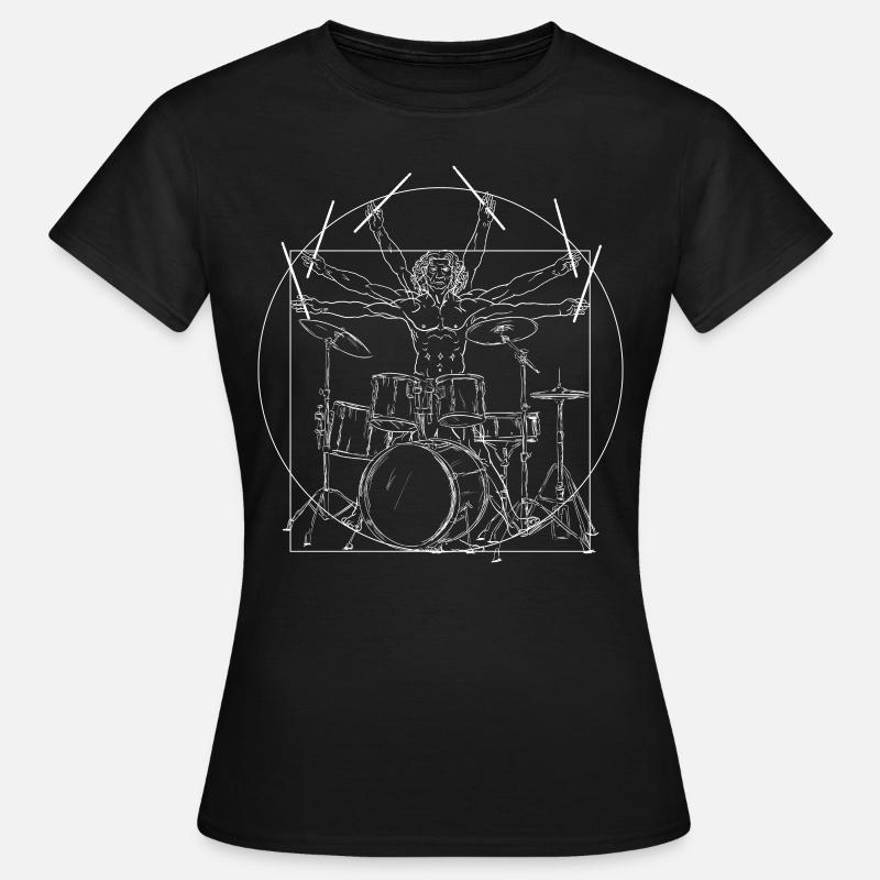 Drums Da Vinci - Drummer Metal Rock Gift - Maglietta da donna - nero