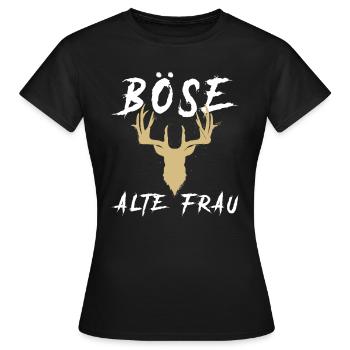 Damen Böse Alte Frau Oma Totenkopf Geschenk - Frauen T-Shirt - Schwarz - Vorne - AI Model Female 172 dark (172cm)
