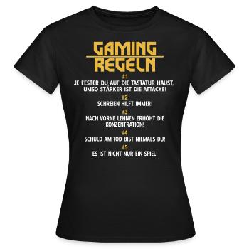 Gamer Regeln Logik Zocker Computer Konsole - Frauen T-Shirt - Schwarz - Vorne - AI Model Female 172 dark (172cm)