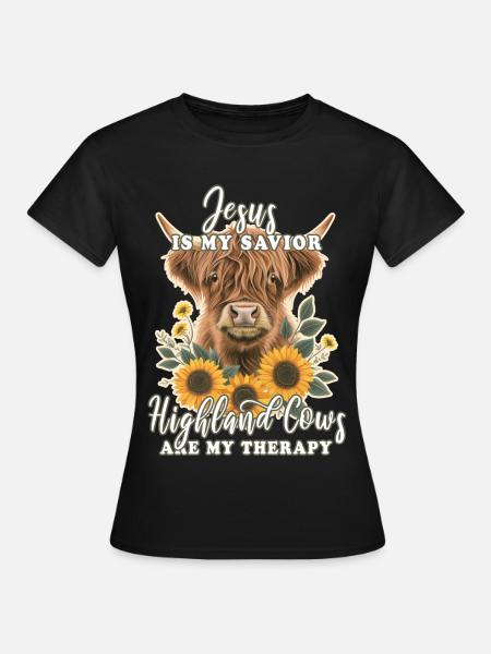 Highland Cattle Christian Verse - Women's T-Shirt - black