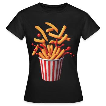 POP FRITES - Bellegique - T-shirt Femme - noir - Devant - AI Model Female 172 dark (172cm)