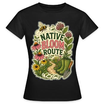 NATIVE BLOOM ROUTE - Women's T-Shirt - black - Front - AI Model Female 172 dark (172cm)