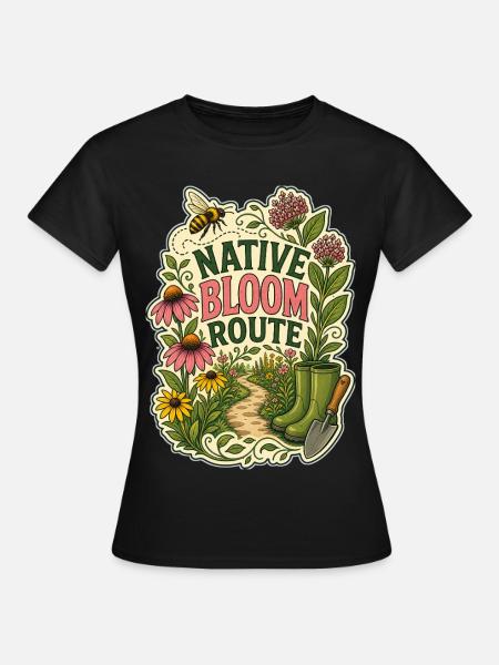 NATIVE BLOOM ROUTE - Frauen T-Shirt - Schwarz