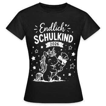 Endlich Schulkind 2026 Einhorn - Frauen T-Shirt - Schwarz - Vorne - AI Model Female 172 dark (172cm)