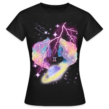 Zwillinge – Astrologiegeschenk - Frauen T-Shirt - Schwarz - Vorne - AI Model Female 172 dark (172cm)