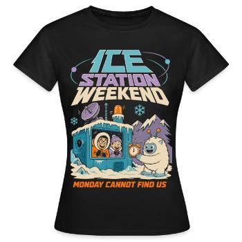 Eisstation Wochenende Winter Humor - Women's T-Shirt - black - Front - AI Model Female 172 dark (172cm)