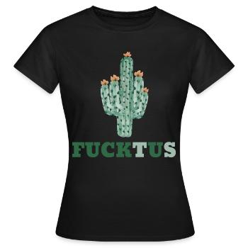 Fuck you - majeur - doigt puant - cactus - T-shirt Femme - noir - Devant - AI Model Female 172 dark (172cm)