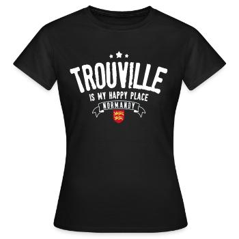 Trouville ist mein glücklicher Ort - Frauen T-Shirt - Schwarz - Vorne - AI Model Female 172 dark (172cm)