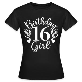 16th Birthday Women Her Birthday Girl 16 Years Old - Women's T-Shirt - black - Front - AI Model Female 172 dark (172cm)