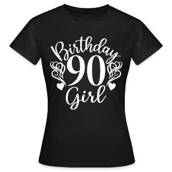 90th Birthday Women Her Birthday Girl 90 Years Old - Women's T-Shirt - black - Front - AI Model Female 172 dark (172cm)