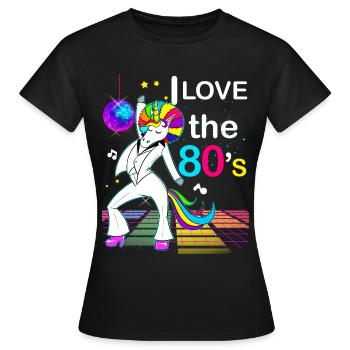 Années 80 Disco Licorne Humour Piste De Danse - T-shirt Femme - noir - Devant - AI Model Female 172 dark (172cm)
