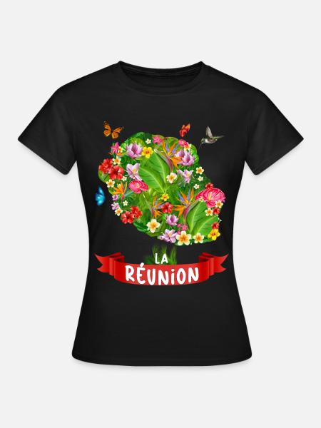 La Réunion Paradis Des Fleurs - T-shirt Femme - noir