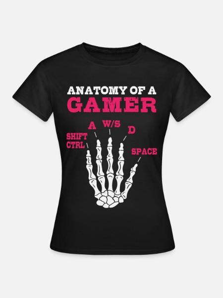 Anatomie eines Gamers - Frauen T-Shirt - Schwarz
