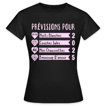 Grossesse Prévisions Pour 2025 Future Maman cadeau - T-shirt Femme - noir - Devant - AI Model Female 172 dark (172cm)