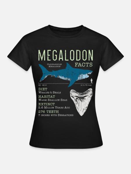 Megalodon Fakten - Frauen T-Shirt - Schwarz