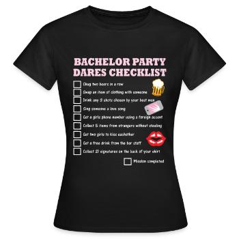 Bachelor party Checklist with tests of courage - Women's T-Shirt - black - Front - AI Model Female 172 dark (172cm)