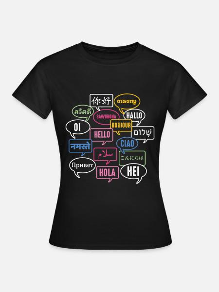 Multilingual Polyglot Globetrotter Language - Frauen T-Shirt - Schwarz